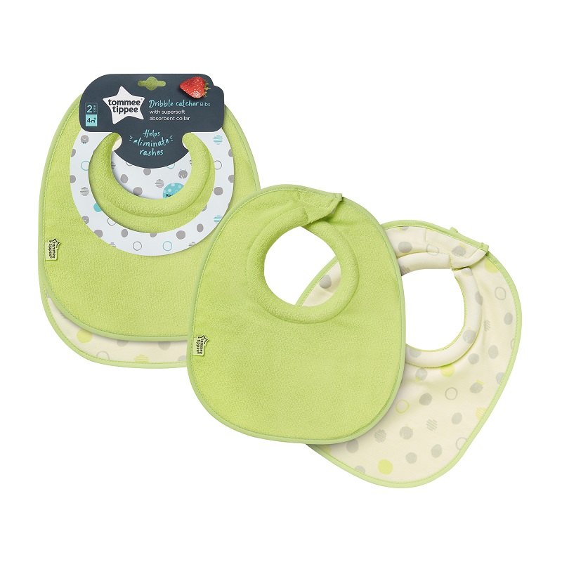 Baveta Dribble Catcher, 4 luni, 2 buc, Verde, Tommee Tippee