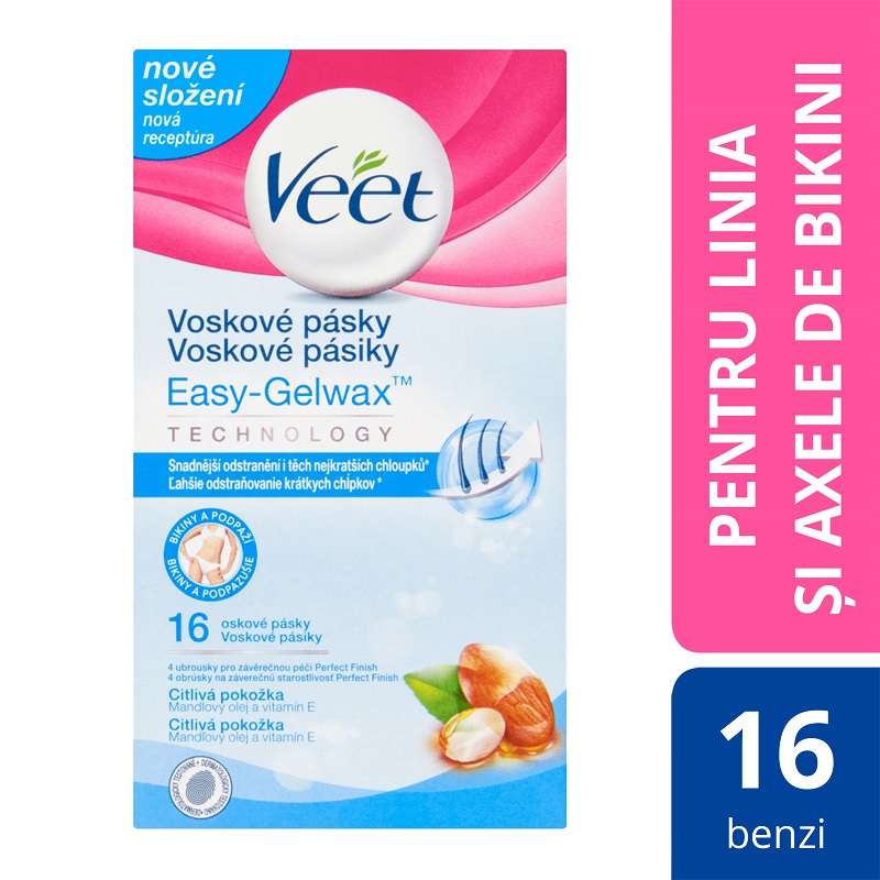 Benzi depilatoare cu ceara rece pentru linia bikinilor, 16 bezni, Veet