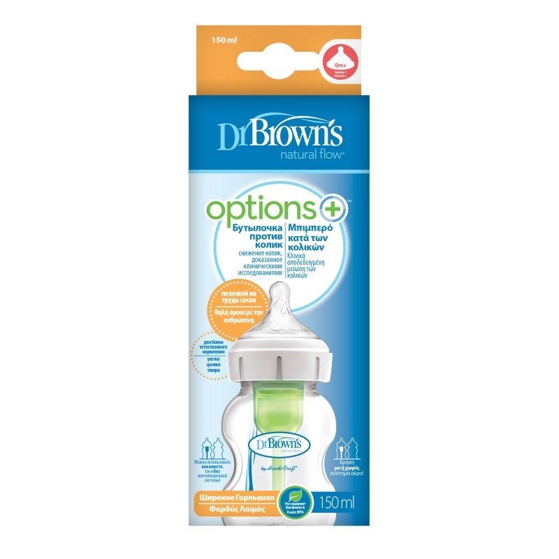 Biberon cu gat larg PP Optins Plus 150 ml, Dr Browns