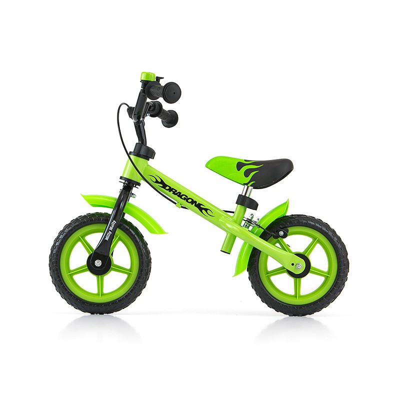 Bicicleta Fara Pedale cu Frana, Dragon Green, Milly Mally