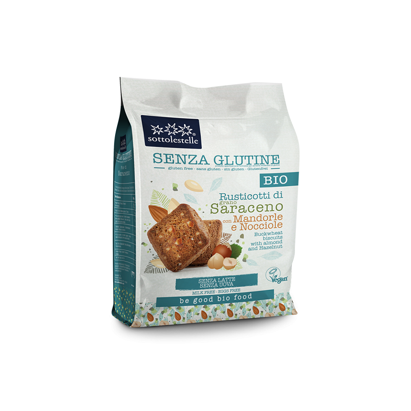 Biscuiti Vegani fara gluten, cu migdale si alune Bio, 250 g, Sottolestelle