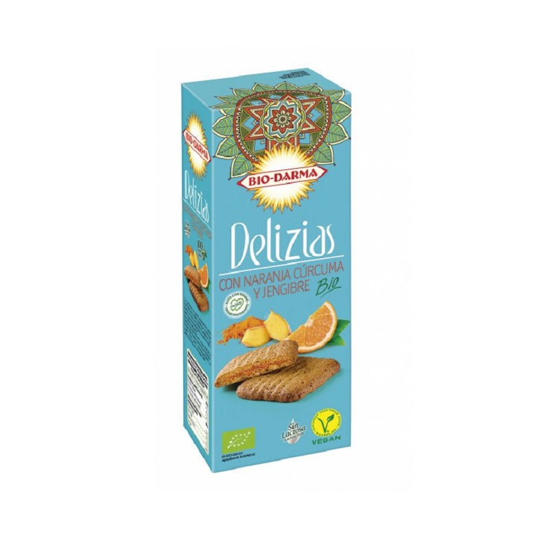 Biscuiti din ovaz cu portocale, turmeric si ghimbir, 125 gr, Delizias, Bio Darma