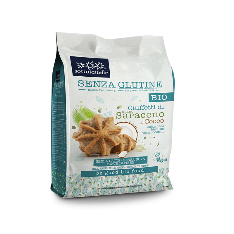 Biscuiti Bio fara gluten din hrisca, 250 g, Sottolestelle