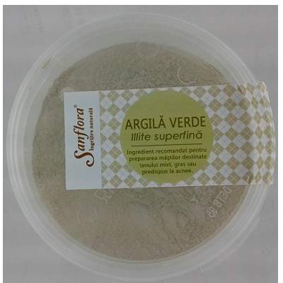 Argila verde Illite superfina, 200g, Sanflora