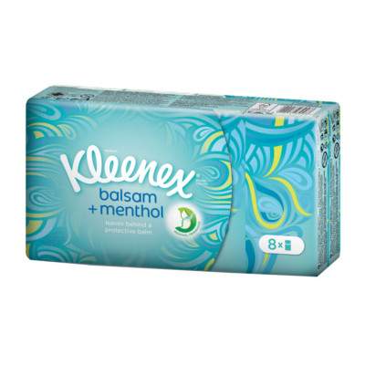 Batiste de hartie cu balsam si mentol, 8 pachete, Kleenex