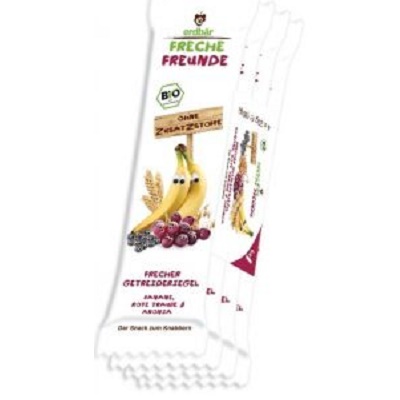 Baton Bio cu cereale, banane, struguri si aronia, 4 buc x23g, Freche Freunde