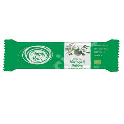 Baton bio cu moringa si matcha, Raw Bar, 40 g, Simply Raw