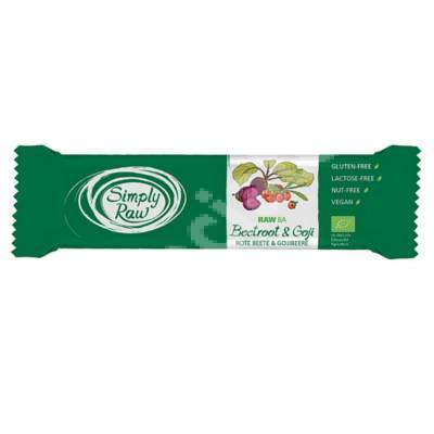 Baton bio cu sfecla rosie si goji, Raw Bar, 40 g, Simply Raw