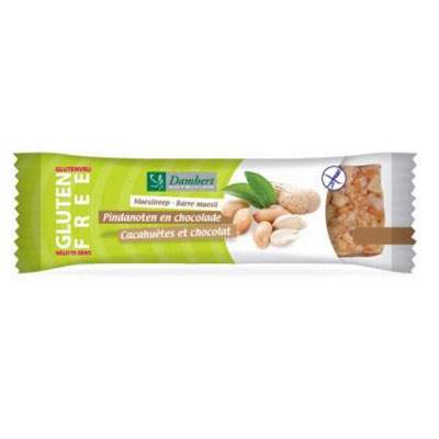 Baton din musli cu alune prajite si ciocolata fara gluten, 30 g, Damhert