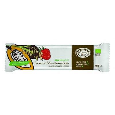 Baton Raw Breakfast cu capsuni, cacao si ovaz bio, 40 g, Simply Raw