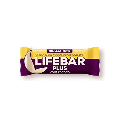 Baton Raw cu acai si banane, 47 g, Lifebar