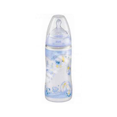 Biberon Blue plastic cu tetina din silicon, 300 ml, 741.268, Nuk