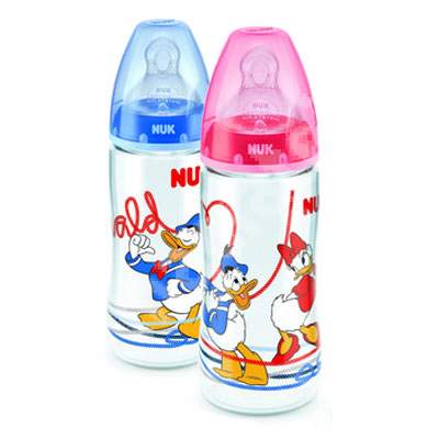 Biberon cu tetina ortodontica Donald Duck,  +6 luni, 300 ml, 741.574, Nuk