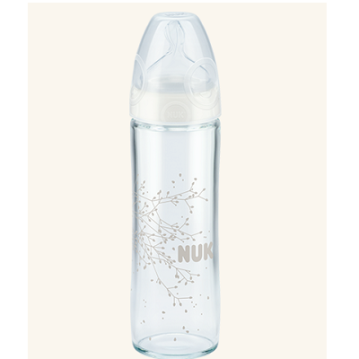 Biberon din sticla cu tetina din silicon New Classic, 0-6 luni, 240 ml, Nuk