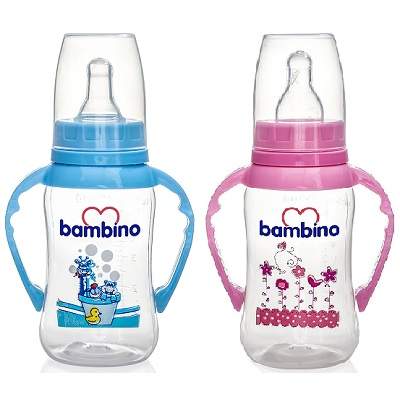 Biberon, cu manere, PP, +0 luni, 150ml, T065, Bambino