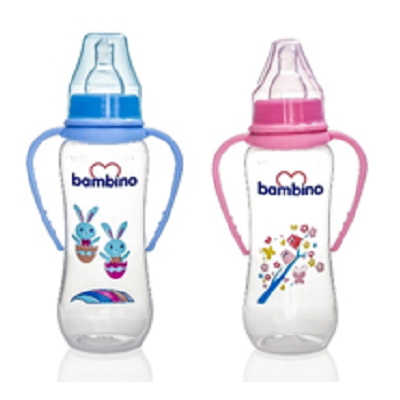 Biberon PP cu Manere, +0luni, 250ml, T066, Bambino