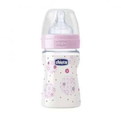 Biberon WellBeing PP, girl, 150 ml, +0 luni, 2061110  Chicco