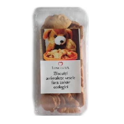 Biscuiti Ecologici animalute vesele fara zahar, 140 g, Longevita