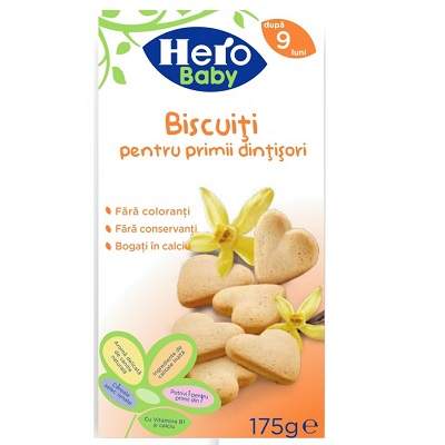 Biscuiti pentru Primii Dintisori, +9 luni, 175g, Hero Baby