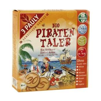 Biscuti Bio Comoara piratilor fara lactoza 3Pauly, 125 g, Haus Rabenhorst