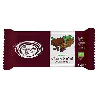 Prajitura cu Nuci Raw Bio - Brawnie Classic walnut, 45g, Simply Raw