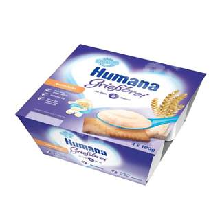 Budinca de Gris cu Biscuiti, Gr. 8 luni, 4 x 100 g, Humana