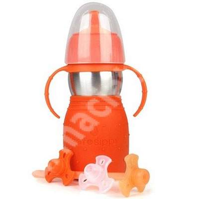 Cana 2in1 portocaliu Safe Sippy 2, 330 ml, KB258, Kid Basix