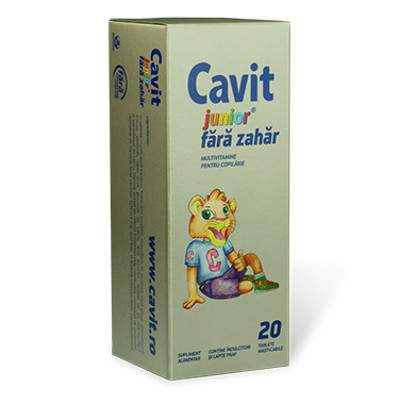 Cavit Junior fara zahar, 20 tablete, Biofarm