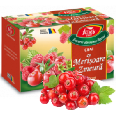 Ceai de merisor si zmeura Aromafruct, 20 plicuri, Fares