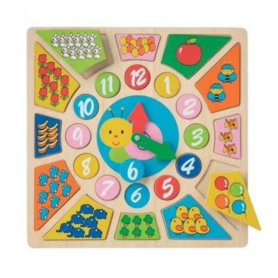 Ceas educativ din lemn, +3 ani, New Classic Toys