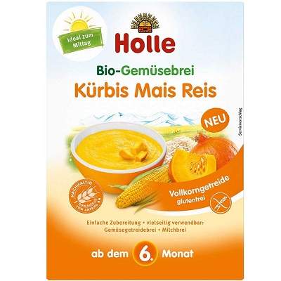 Cereale Bio din dovleac, porumb si orez, +6 luni, 175gr, Holle Baby Food