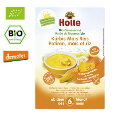 Cereale cu dovleac, porumb si orez, Gr. +6 luni, 250 g, Holle Baby Food