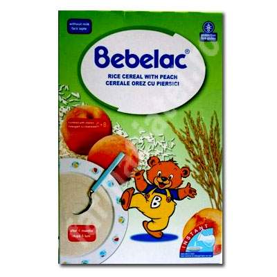 Cereale orez cu piersici, 200 g, Bebelac