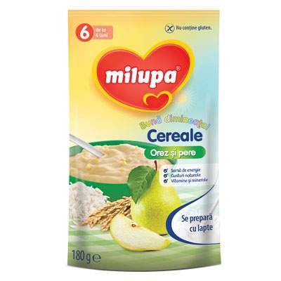 Cereale orez si pere Buna dimineata, Gr. +6 luni, 180 g, Milupa