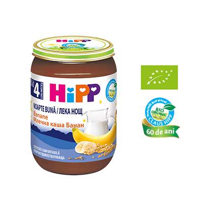 Cereale Piure cu Lapte si Banane Good Night, Gr. 4 luni, 190 g, HiPP