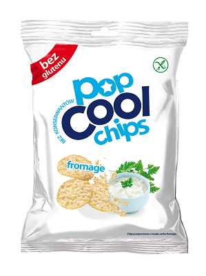 Chips din porumb, cu branza, fara gluten, 60 g, Popcool