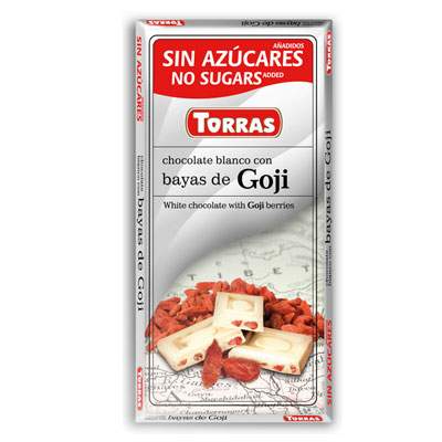 Ciocolata alba cu goji, 75 g, Torras