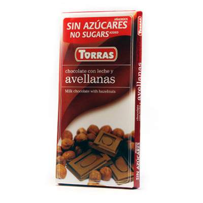 Ciocolata cu lapte si alune de padure, 75 g, Torras