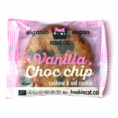 Cookie Bio cu vanilie si ciocolata fara gluten, 50g, Kookiecat