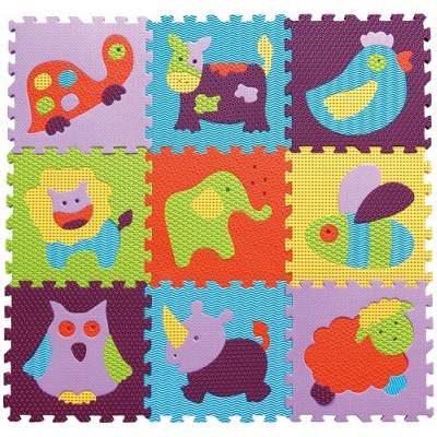 Covoras Puzzle Animalute Vesele, 92x92cm, BabyGreat