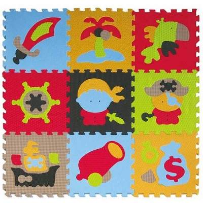 Covoras Puzzle Aventurile Piratilor, 92x92cm, BabyGreat