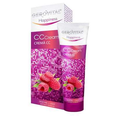 Crema CC cu extract de zmeura Gerovital Happiness, Nuanta Light, 50 ml, Farmec