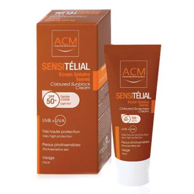 Crema coloranta pentru protectie solara Sensitelial SPF 50+, Nuanta Light Tint, 40 ml, Acm