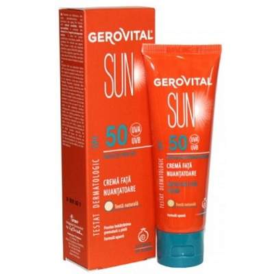 Crema de fata nuantatoare SPF50, 50ml, Gerovital Sun