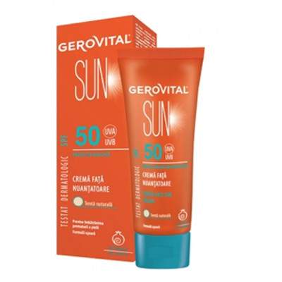 Crema fata nuantatoare SPF50 Gerovital Sun, 50 ml, Farmec