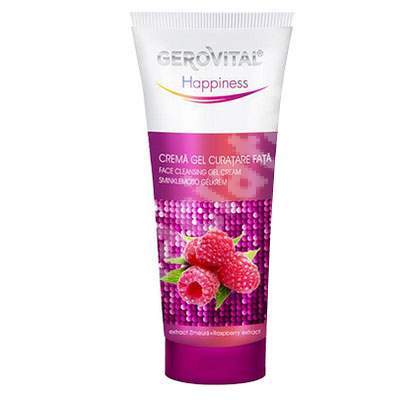 Crema gel curatare fata cu extract de zmeura, pentru ten normal, Gerovital Happiness, 100 ml, Farmec