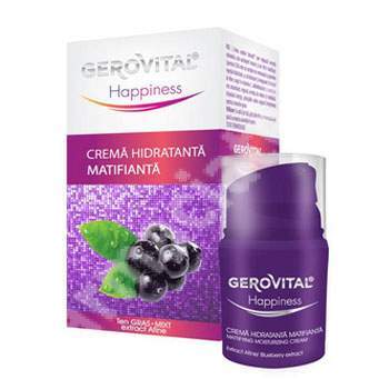 Crema hidratanta matifianta cu extract de afine ten gras-mixt, Gerovital Happiness, 30 ml, Farmec