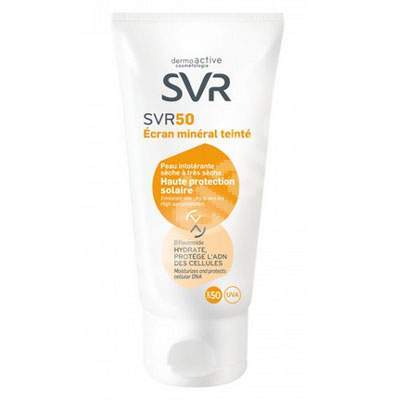 Crema protectie solara pentru piele intoleranta ten uscat Ecran Mineral Teinte SPF 50, 50 ml, Svr