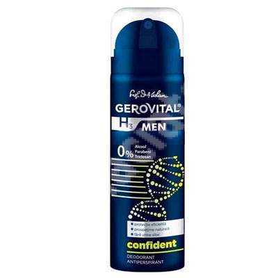 Deodorant antiperspirant, Gerovital H3 Men Confident, 150 ml, Farmec