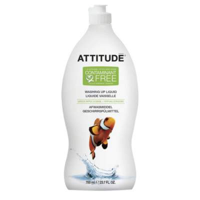 Detergent lichid pentru vase cu mar verde si busuioc, 700 ml, Attitude